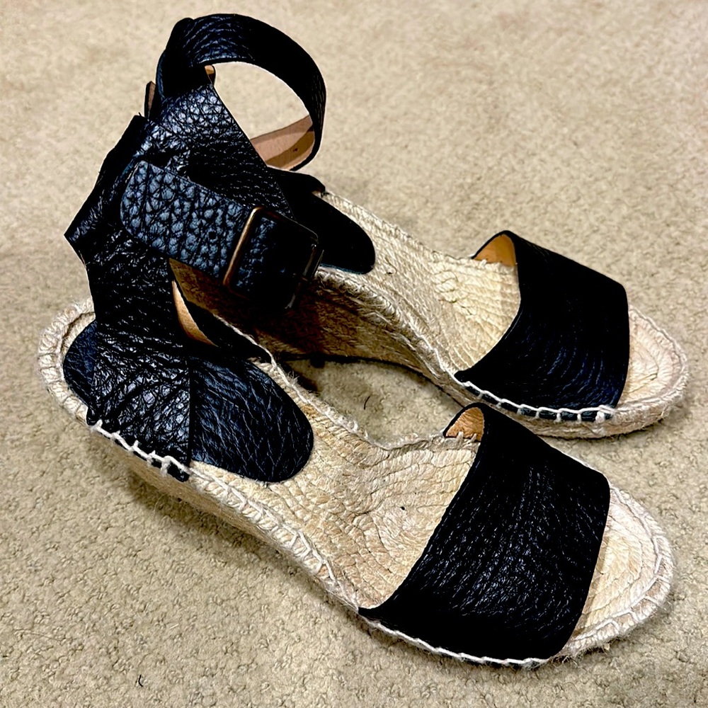 JCrew black espadrille wedge sandal
